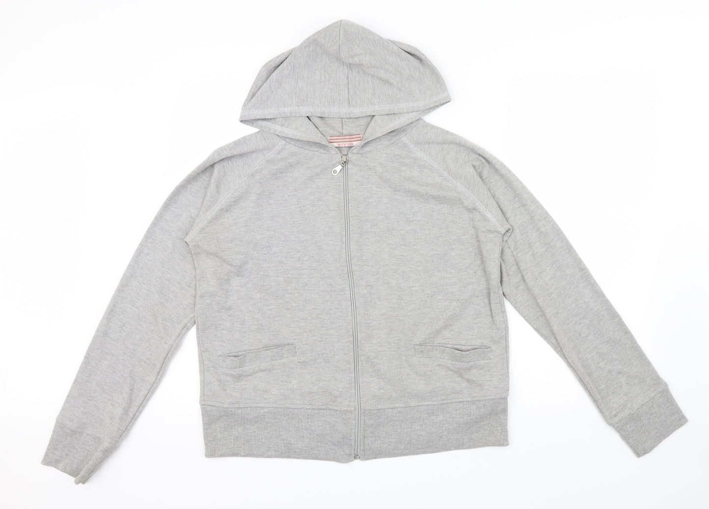 Vivid Womens Grey   Full Zip Hoodie Size 16  - front pockets