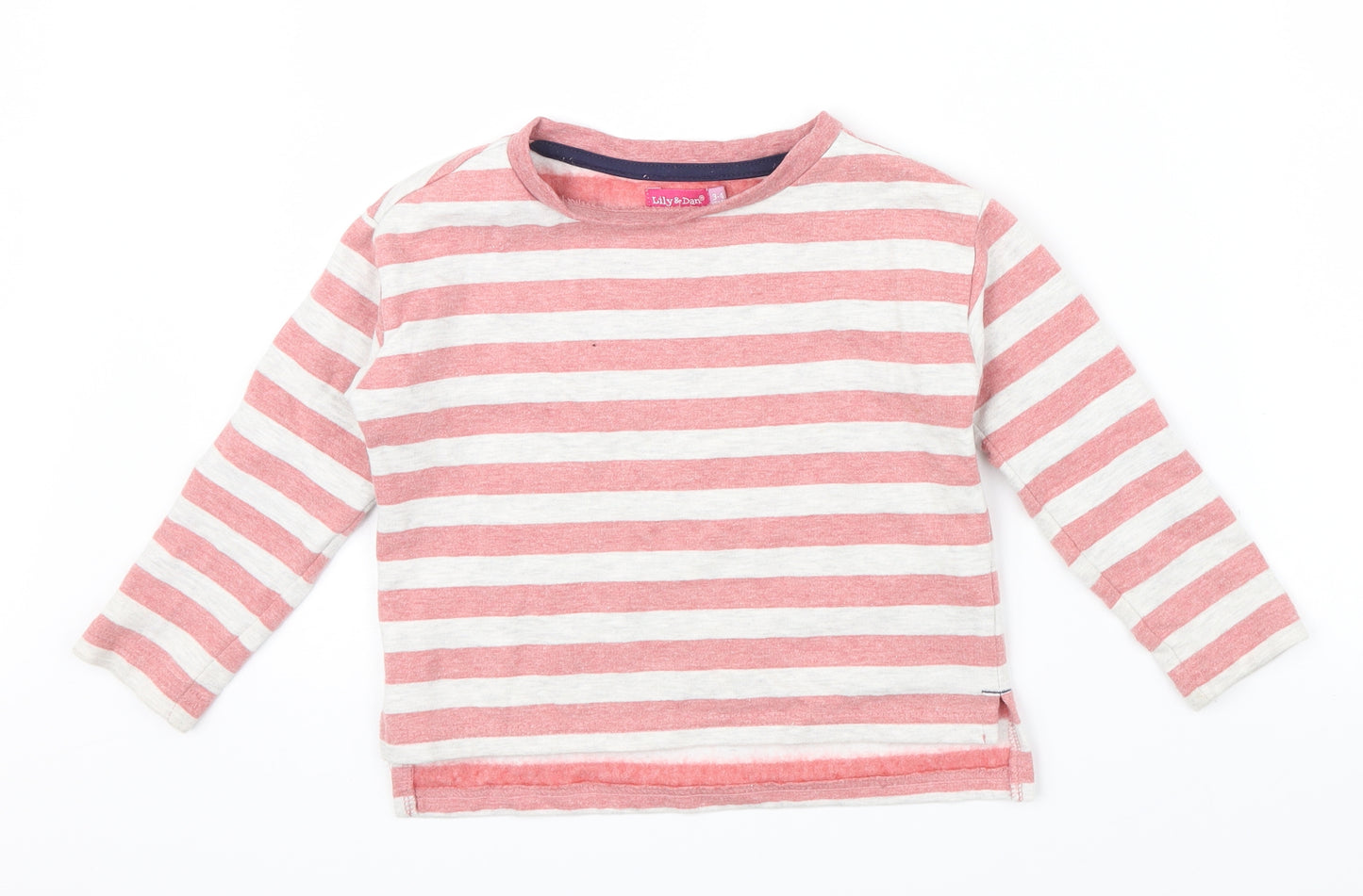 Lily& Dan Girls Pink Striped  Pullover Jumper Size 3-4 Years