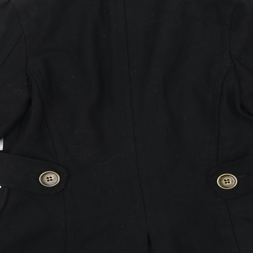 Primark Womens Black   Jacket Coat Size 10  - belt large button detail