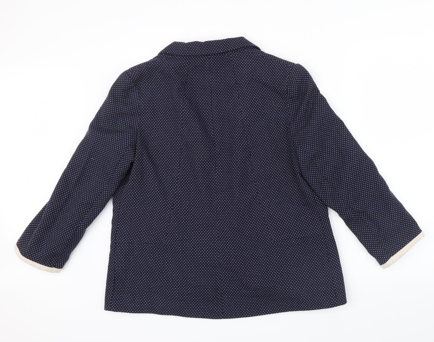 Wallis Womens Blue Polka Dot  Jacket  Size 14  - cream trim around sleeves