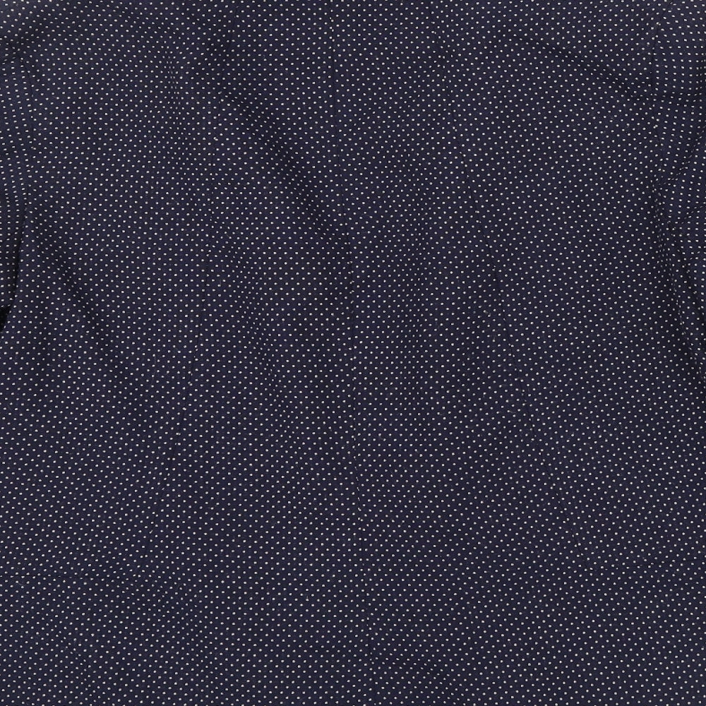Wallis Womens Blue Polka Dot  Jacket  Size 14  - cream trim around sleeves