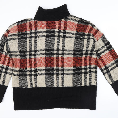 pep&co Womens Orange Check  Pullover Jumper Size XL  - black roll neck an cuff detail