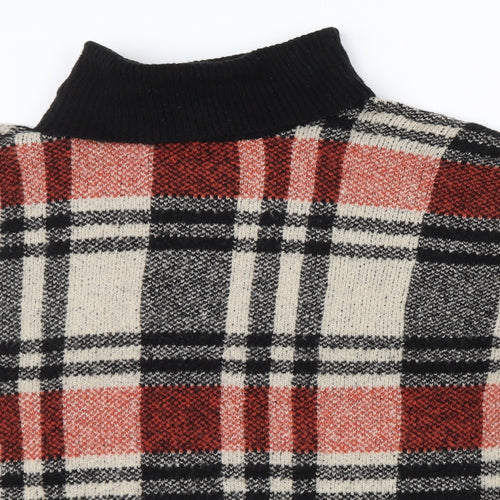 pep&co Womens Orange Check  Pullover Jumper Size XL  - black roll neck an cuff detail