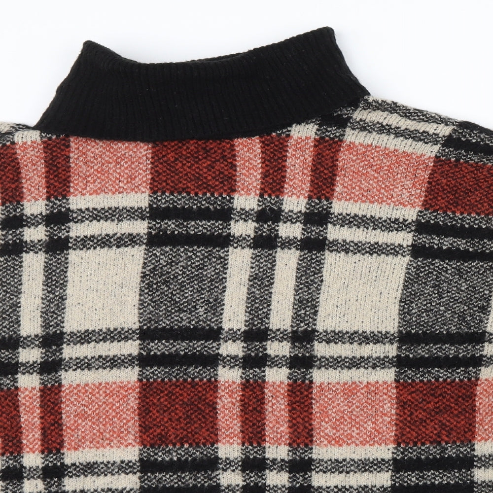 pep&co Womens Orange Check  Pullover Jumper Size XL  - black roll neck an cuff detail