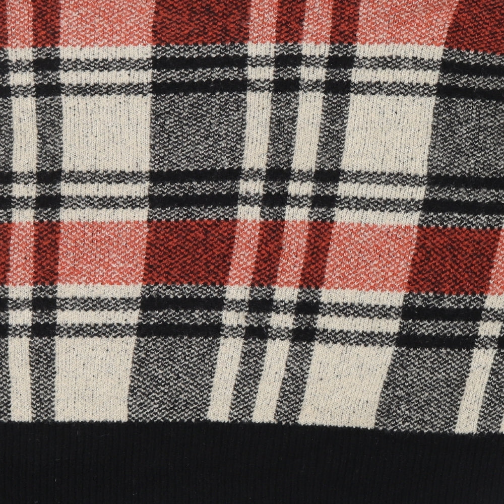 pep&co Womens Orange Check  Pullover Jumper Size XL  - black roll neck an cuff detail