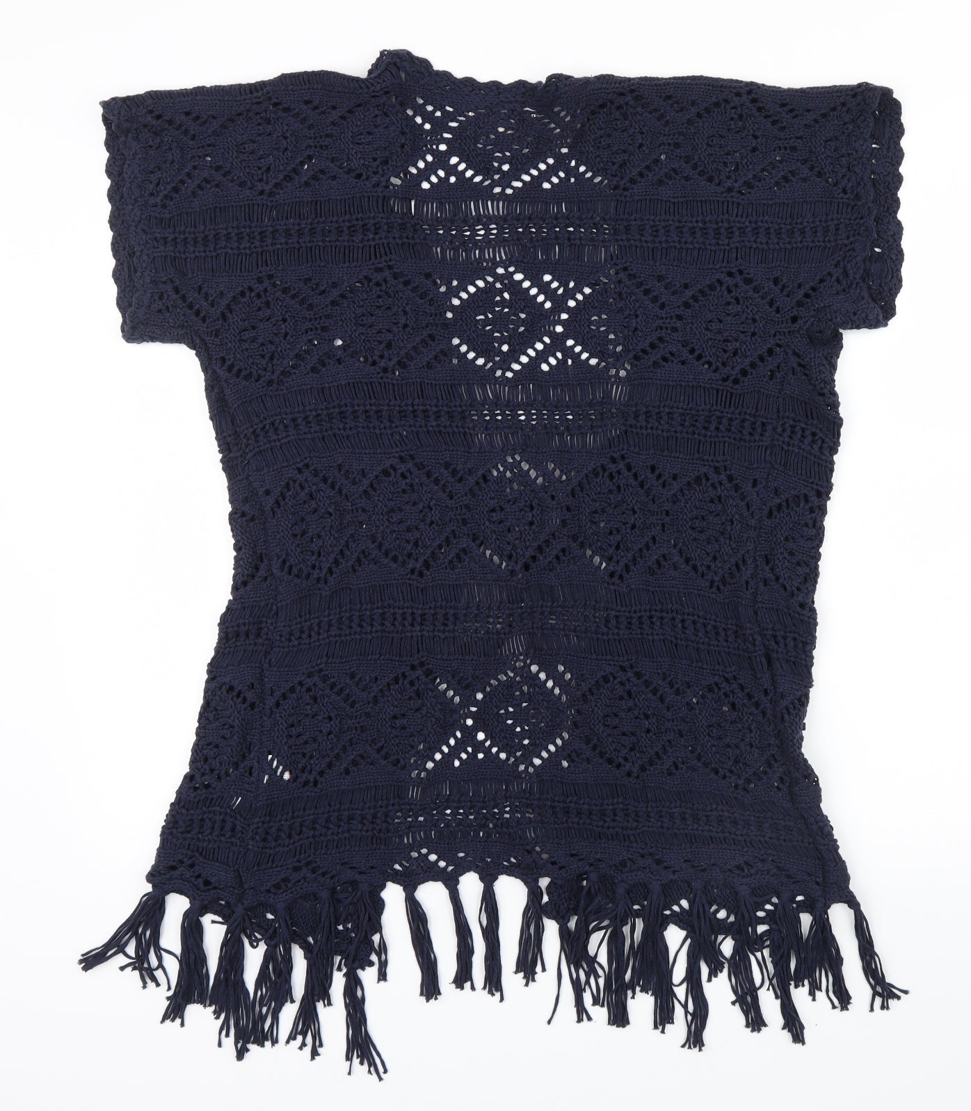 Fat Face Womens Blue   Cardigan Jumper Size S  - string tie with wooden beads