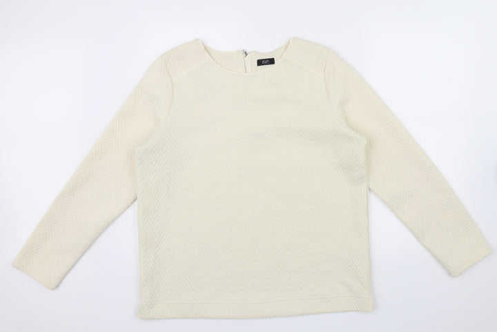 F&F Womens Beige Geometric  Pullover Jumper Size 16  - zip neck on back of top
