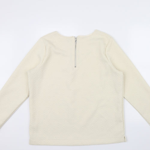F&F Womens Beige Geometric  Pullover Jumper Size 16  - zip neck on back of top