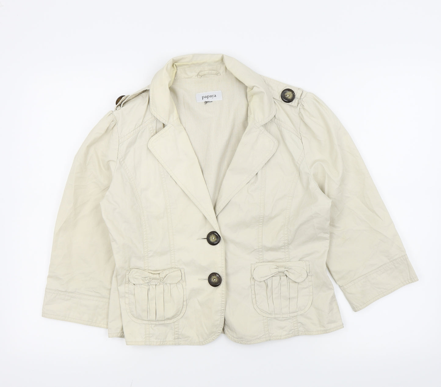 Papaya Womens Beige   Bomber Jacket Coat Size 14