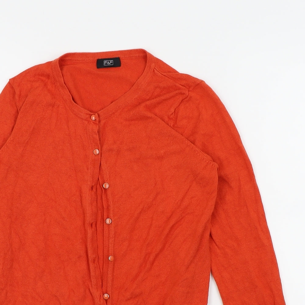 F&F Womens Orange   Cardigan Jumper Size 10