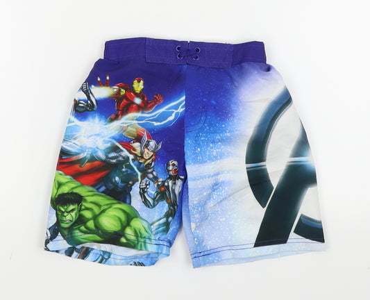 Front view of Avengers boys’ blue cargo shorts, size 2-3, years - swim shorts