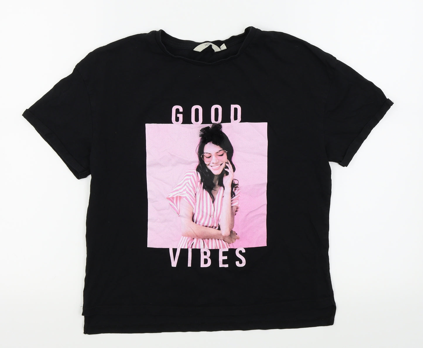 MISS EVIE Girls Black   Basic T-Shirt Size 13-14 Years