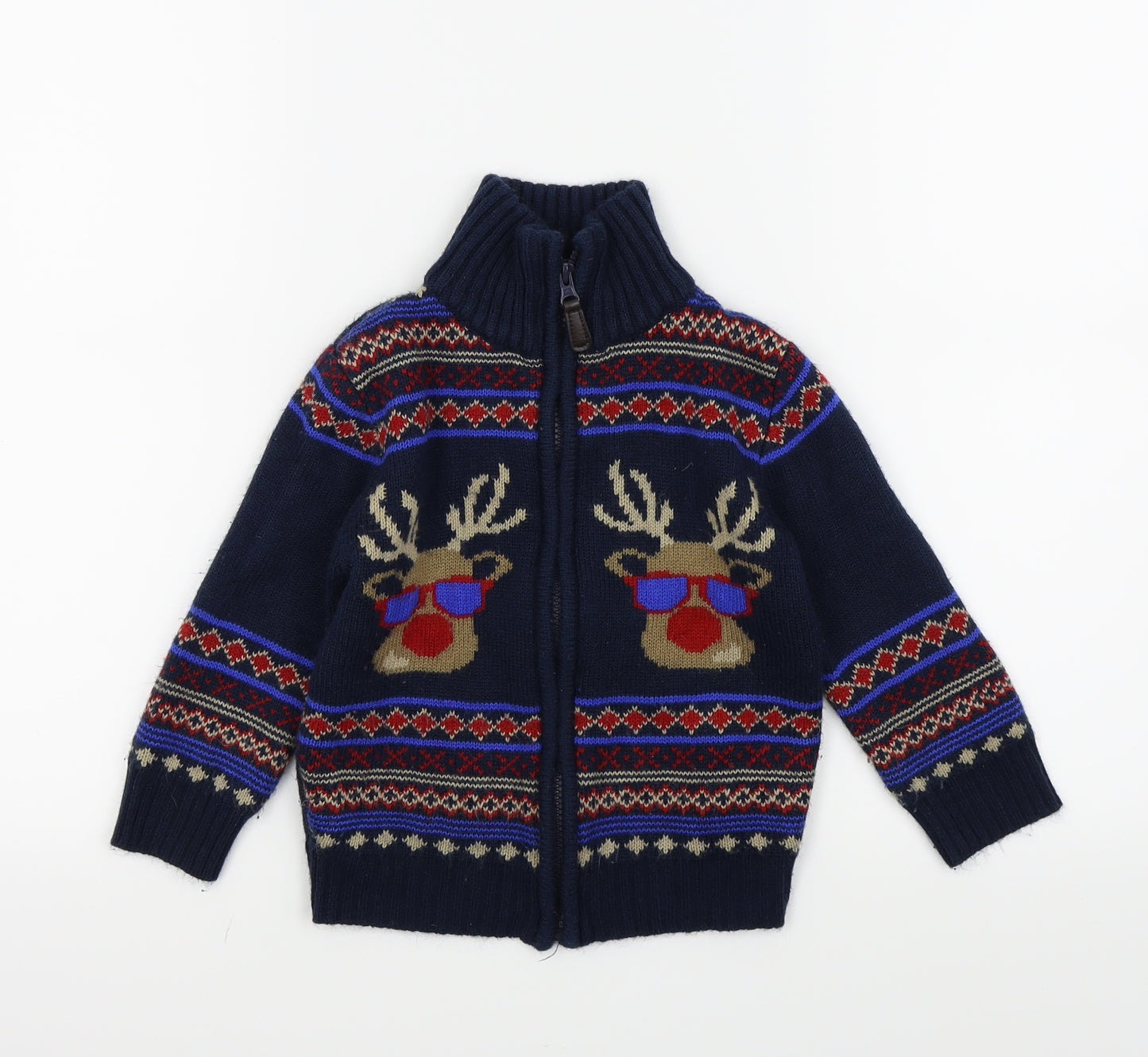 Rebel Boys Blue   Full Zip Jumper Size 4-5 Years  - Christmas jumper