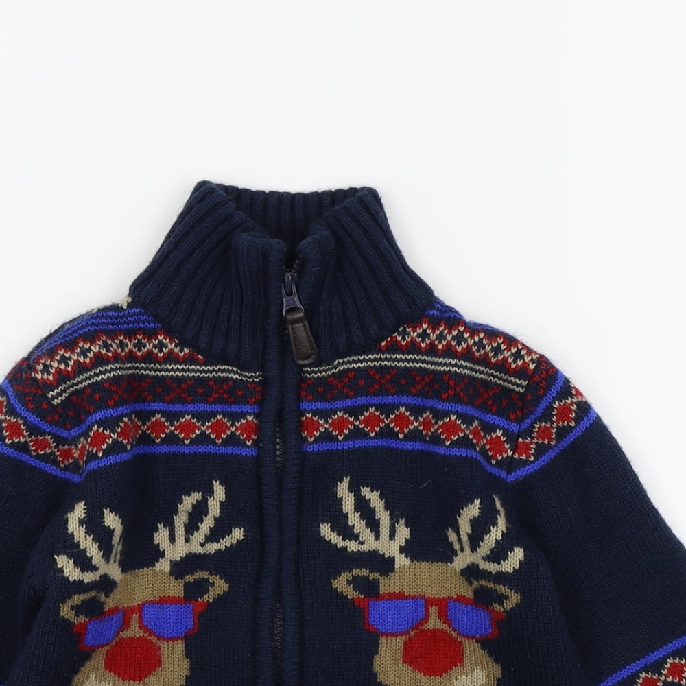 Rebel Boys Blue   Full Zip Jumper Size 4-5 Years  - Christmas jumper