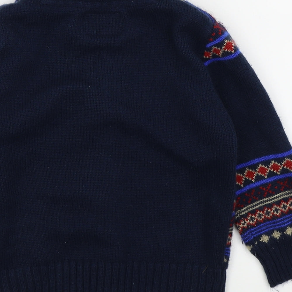 Rebel Boys Blue   Full Zip Jumper Size 4-5 Years  - Christmas jumper