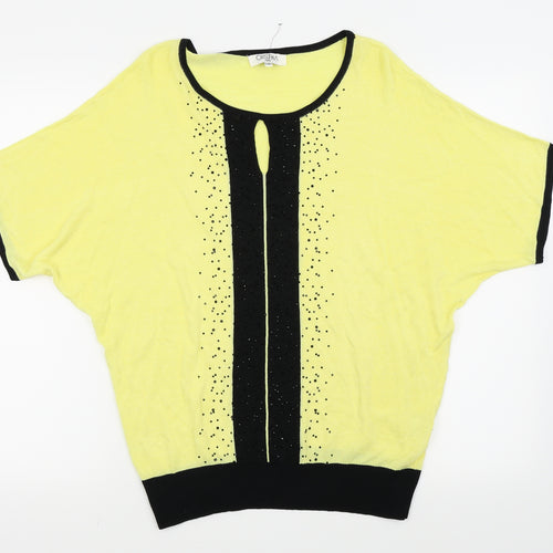 Cristina Womens Yellow   Basic T-Shirt Size L