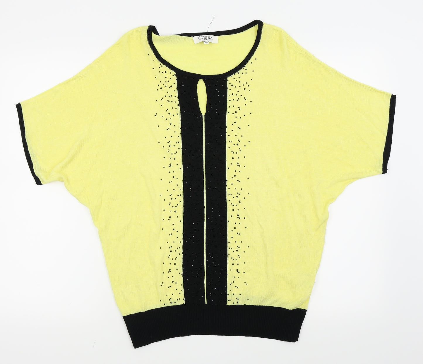 Cristina Womens Yellow   Basic T-Shirt Size L