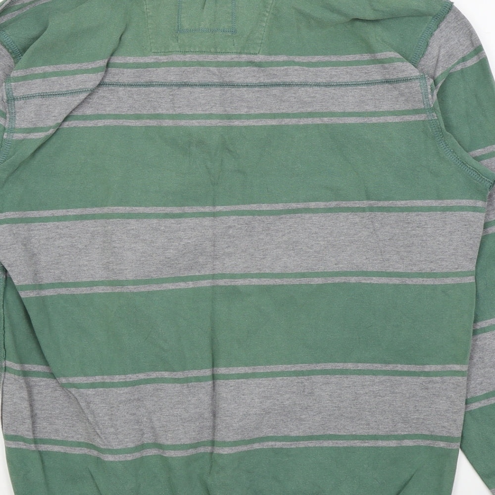 Duffer of St. George Mens Green Striped  Pullover Jumper Size L