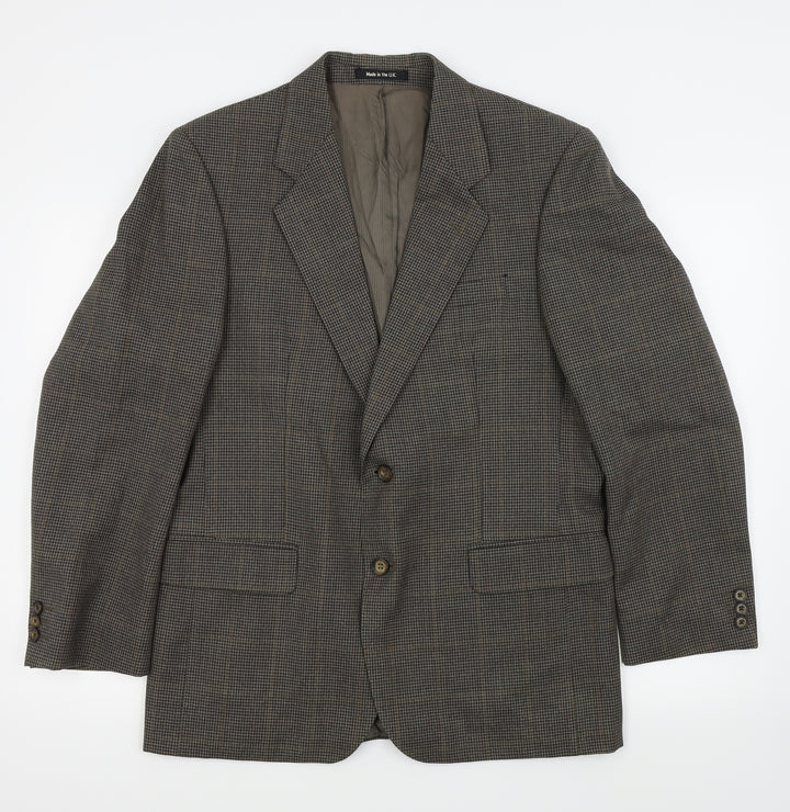 St michael Mens Brown Houndstooth  Jacket Blazer Size 40