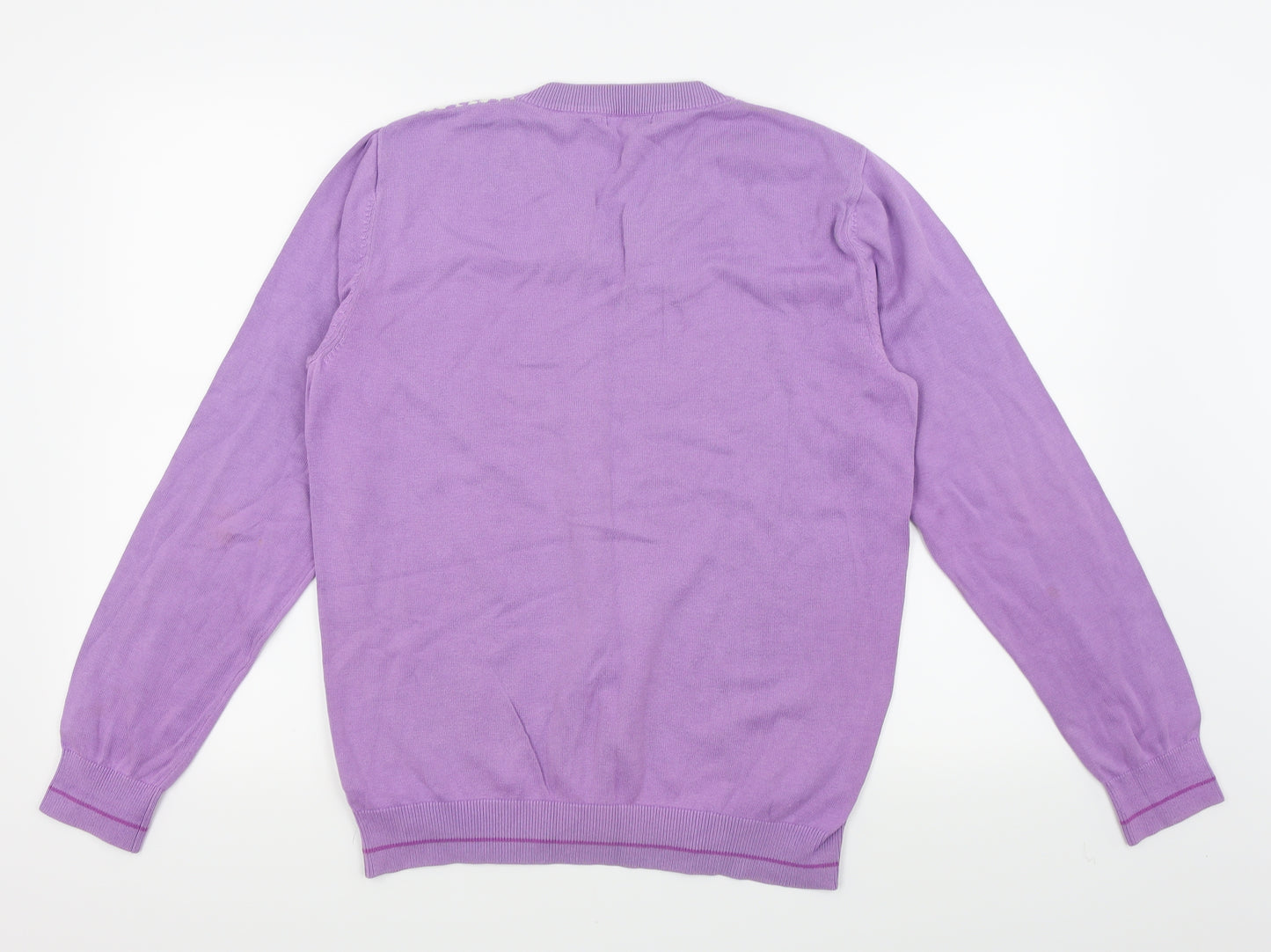 Refectory Mens Purple Check  Pullover Jumper Size M