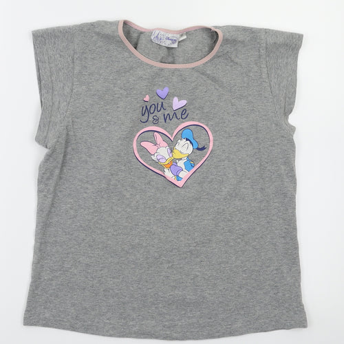 Disney Girls Grey Animal Print  Basic T-Shirt Size M