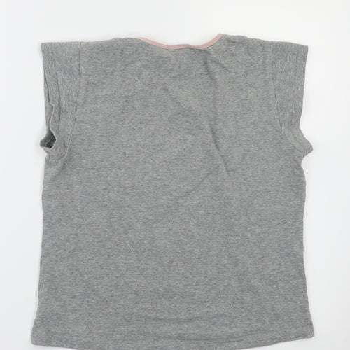 Disney Girls Grey Animal Print  Basic T-Shirt Size M