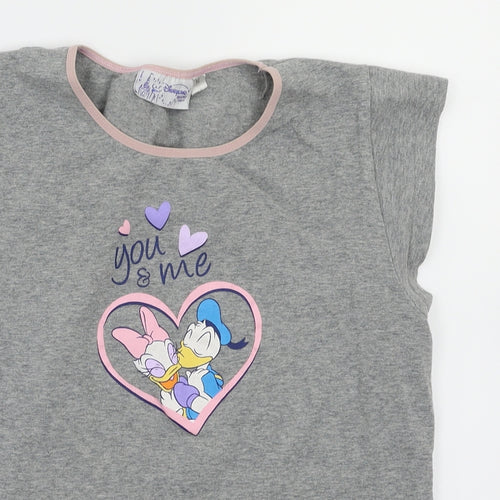 Disney Girls Grey Animal Print  Basic T-Shirt Size M