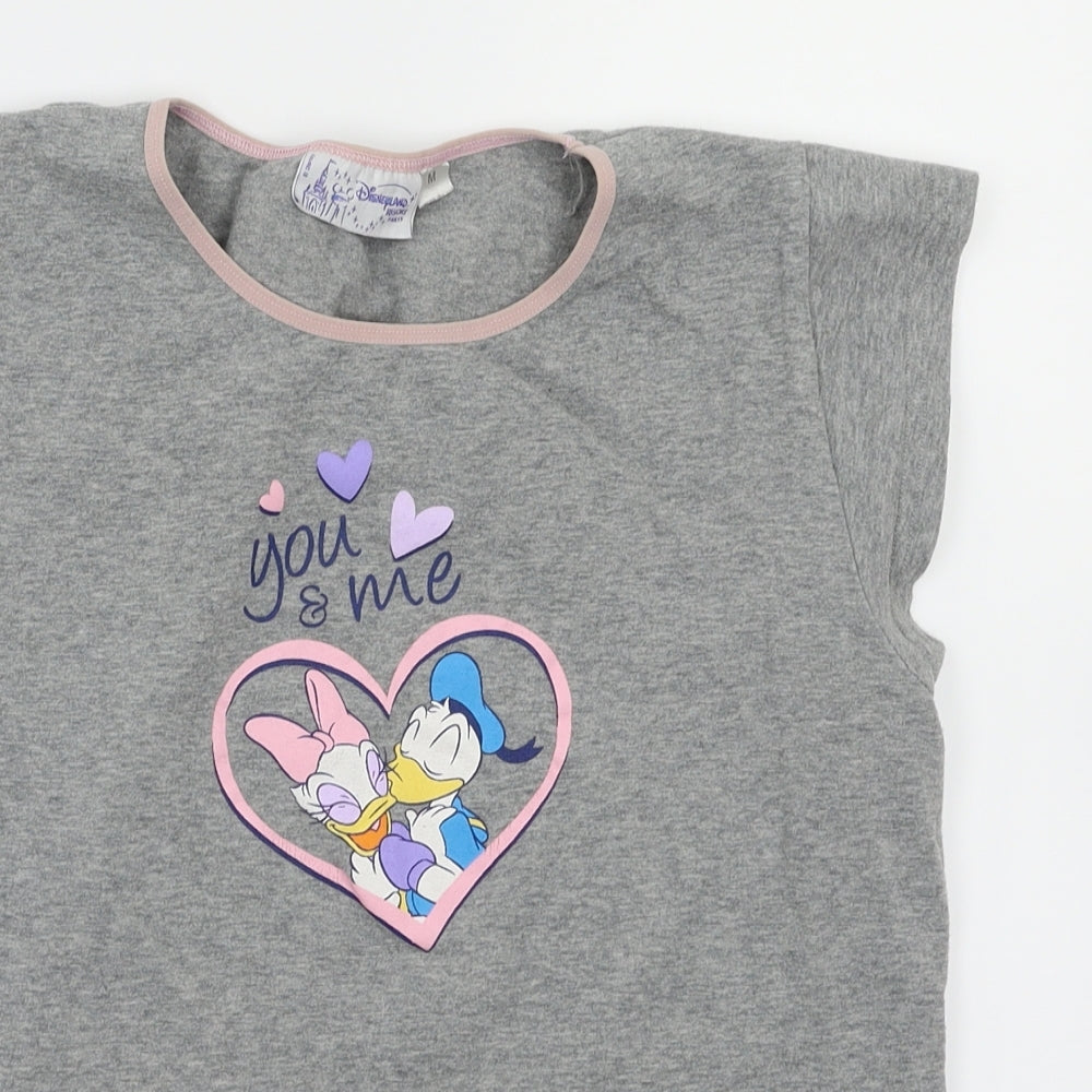 Disney Girls Grey Animal Print  Basic T-Shirt Size M