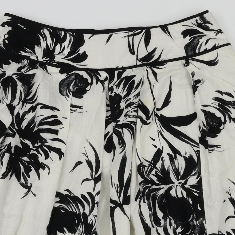 F&F Womens White Floral  Flare Skirt Size 8