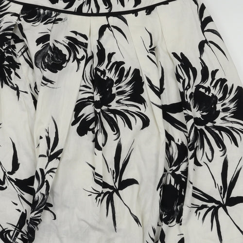 F&F Womens White Floral  Flare Skirt Size 8