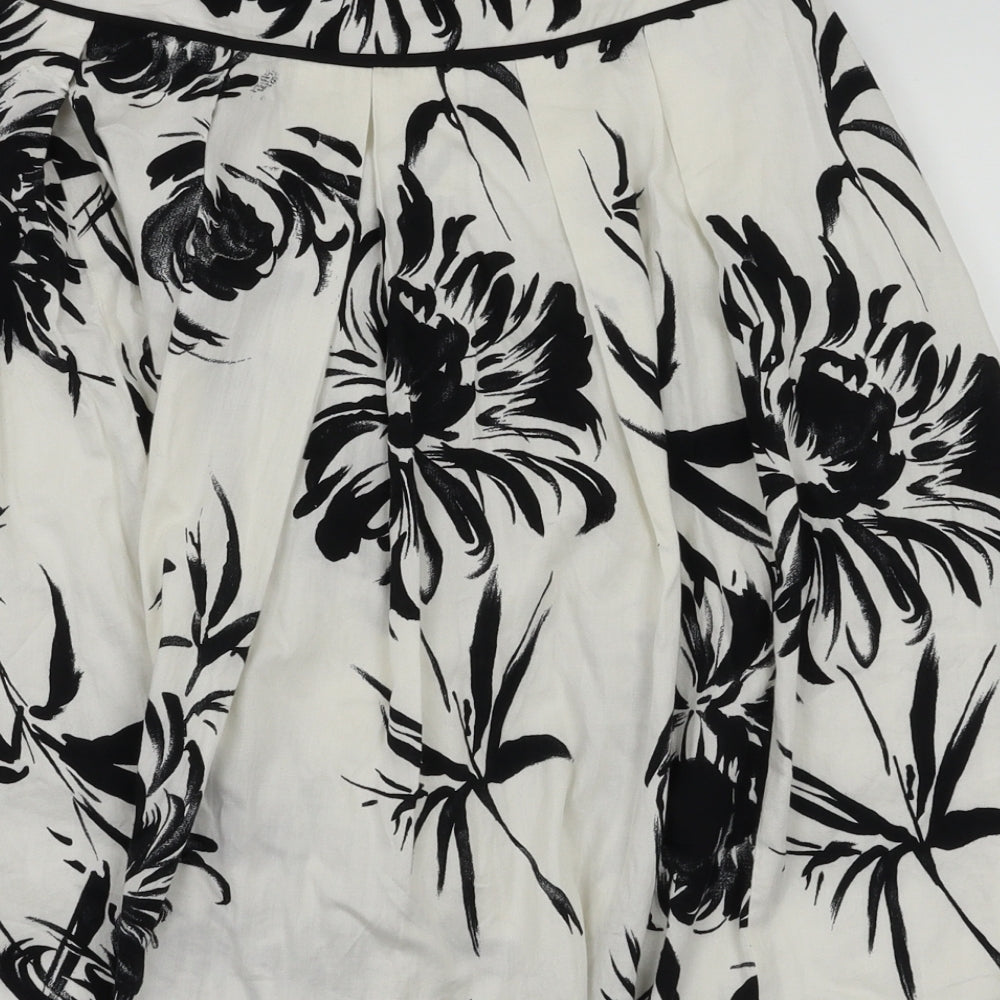 F&F Womens White Floral  Flare Skirt Size 8