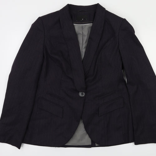 preworn  Womens Purple Striped  Jacket Blazer Size 14