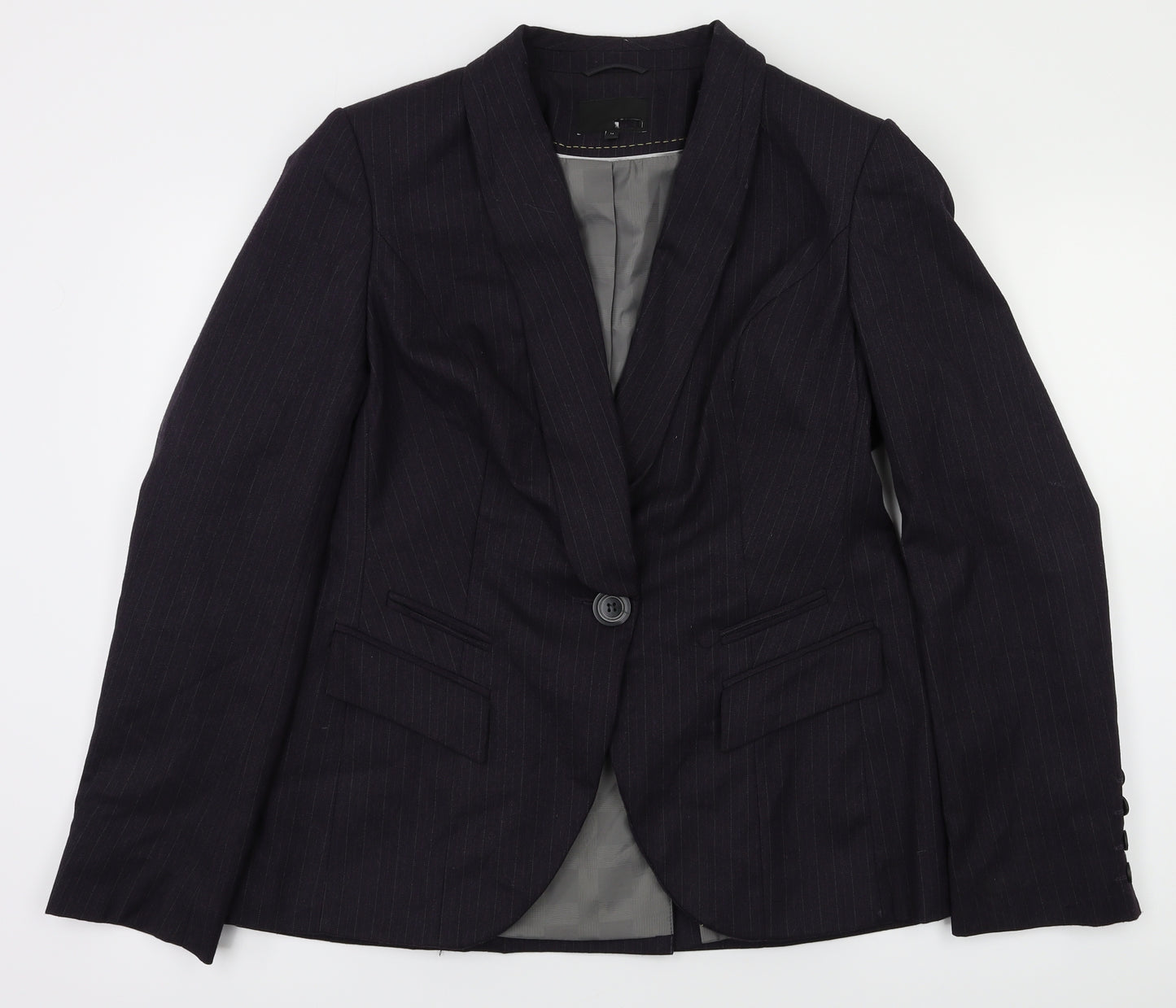 preworn  Womens Purple Striped  Jacket Blazer Size 14