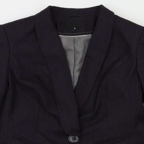 preworn  Womens Purple Striped  Jacket Blazer Size 14