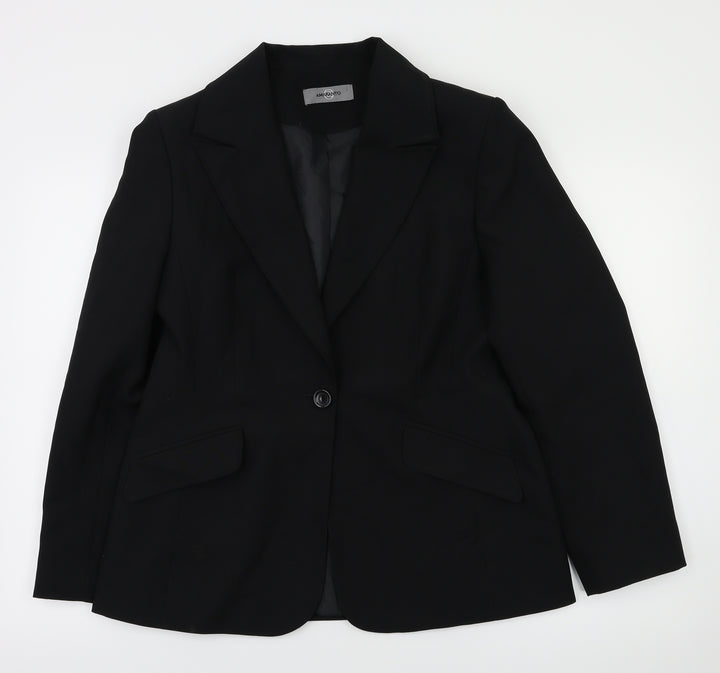 AMARANTO Womens Black   Jacket Blazer Size 14