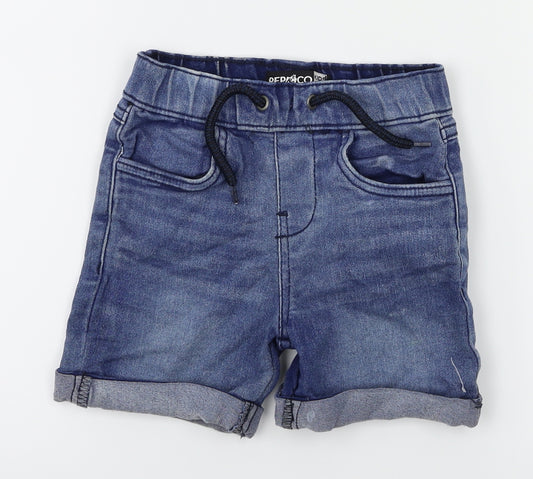 Front view of Pep&Co boys’ blue chino shorts, size 2-3, years