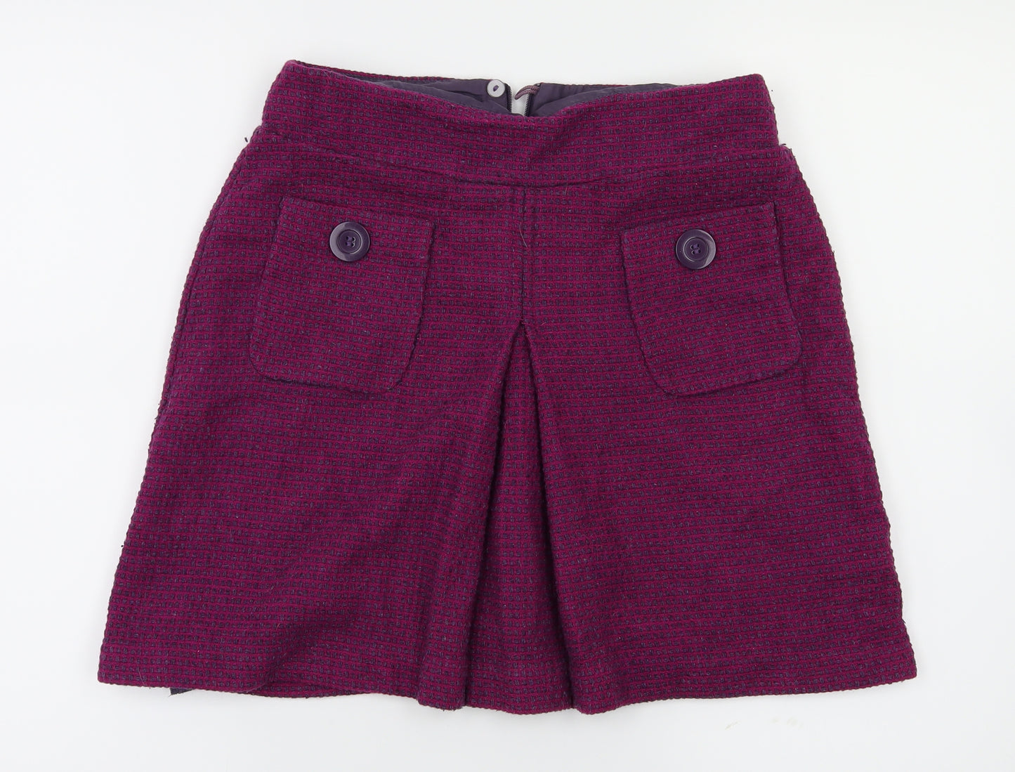 Preworn Womens Purple Check  Flare Skirt Size 8