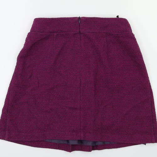 Preworn Womens Purple Check  Flare Skirt Size 8