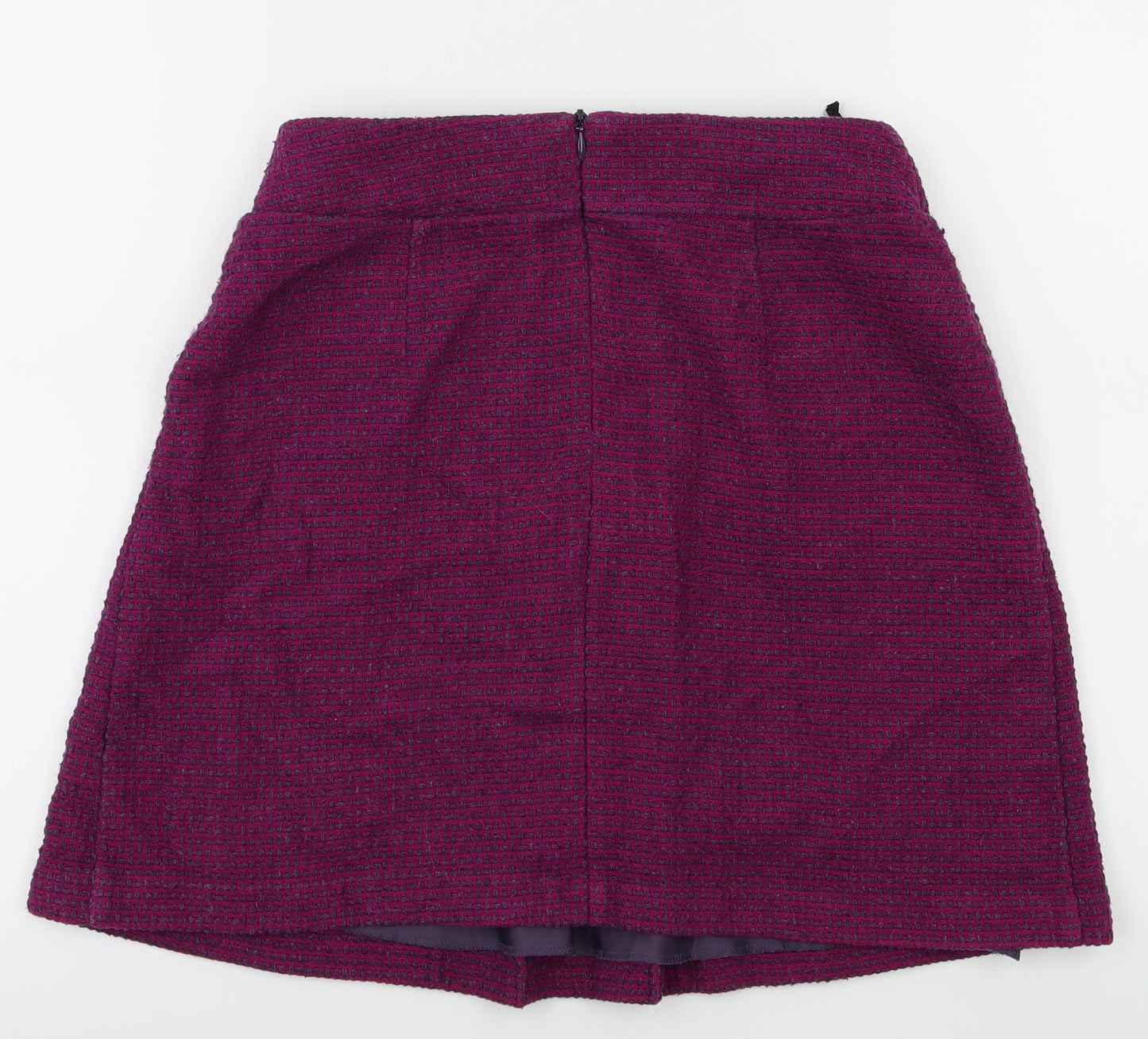 Preworn Womens Purple Check  Flare Skirt Size 8