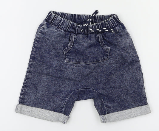 Front view of TU boys’ blue cargo jeans, size 12-18, months