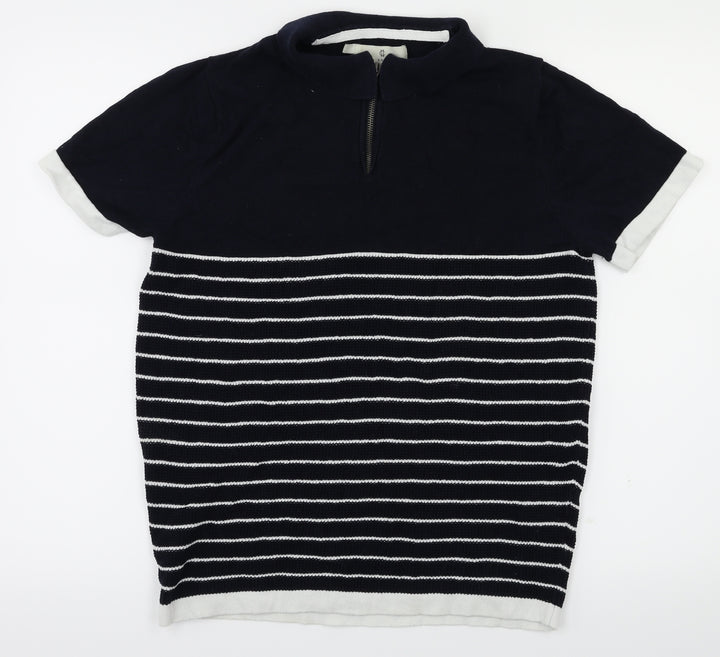 2nd Chapter Mens Blue Striped   T-Shirt Size S