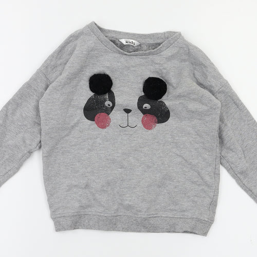 M&Co Girls Grey Animal Print  Pullover Jumper Size 4-5 Years