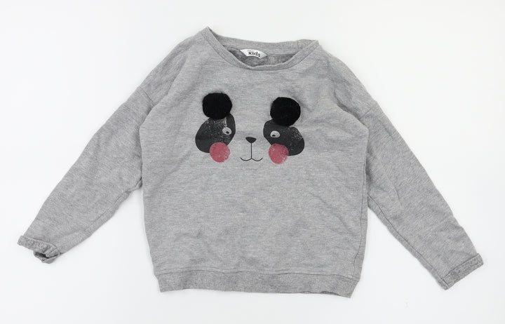 M&Co Girls Grey Animal Print  Pullover Jumper Size 4-5 Years