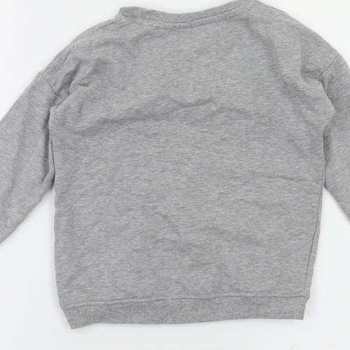 M&Co Girls Grey Animal Print  Pullover Jumper Size 4-5 Years