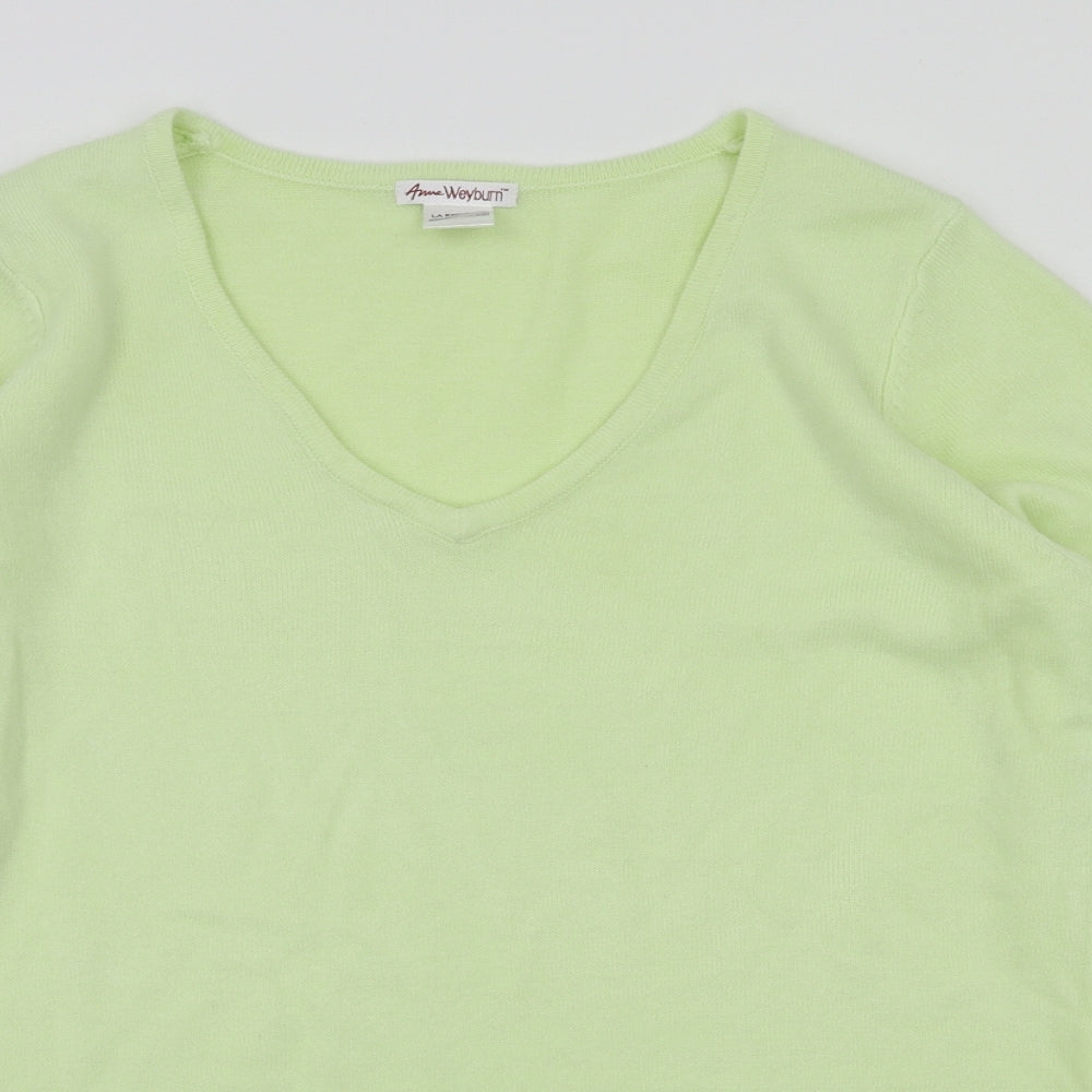 ANNE WEYBURN Womens Green   Pullover Jumper Size 10