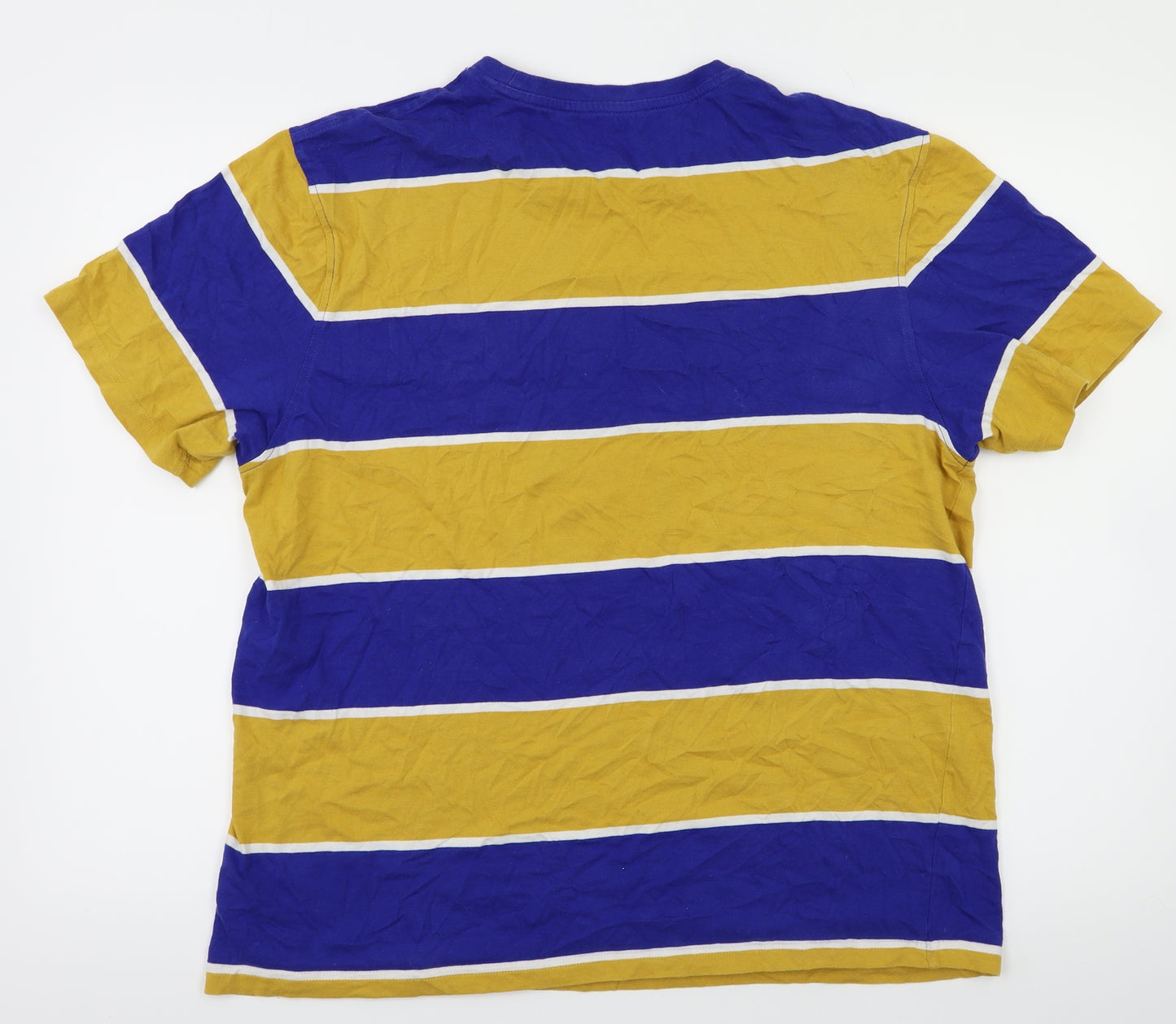 M&S Mens Orange Striped   T-Shirt Size L