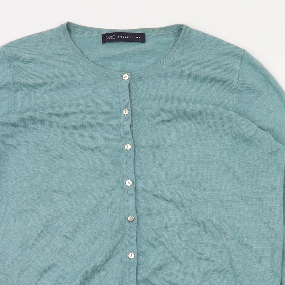 M&S Womens Blue   Cardigan Jumper Size 12