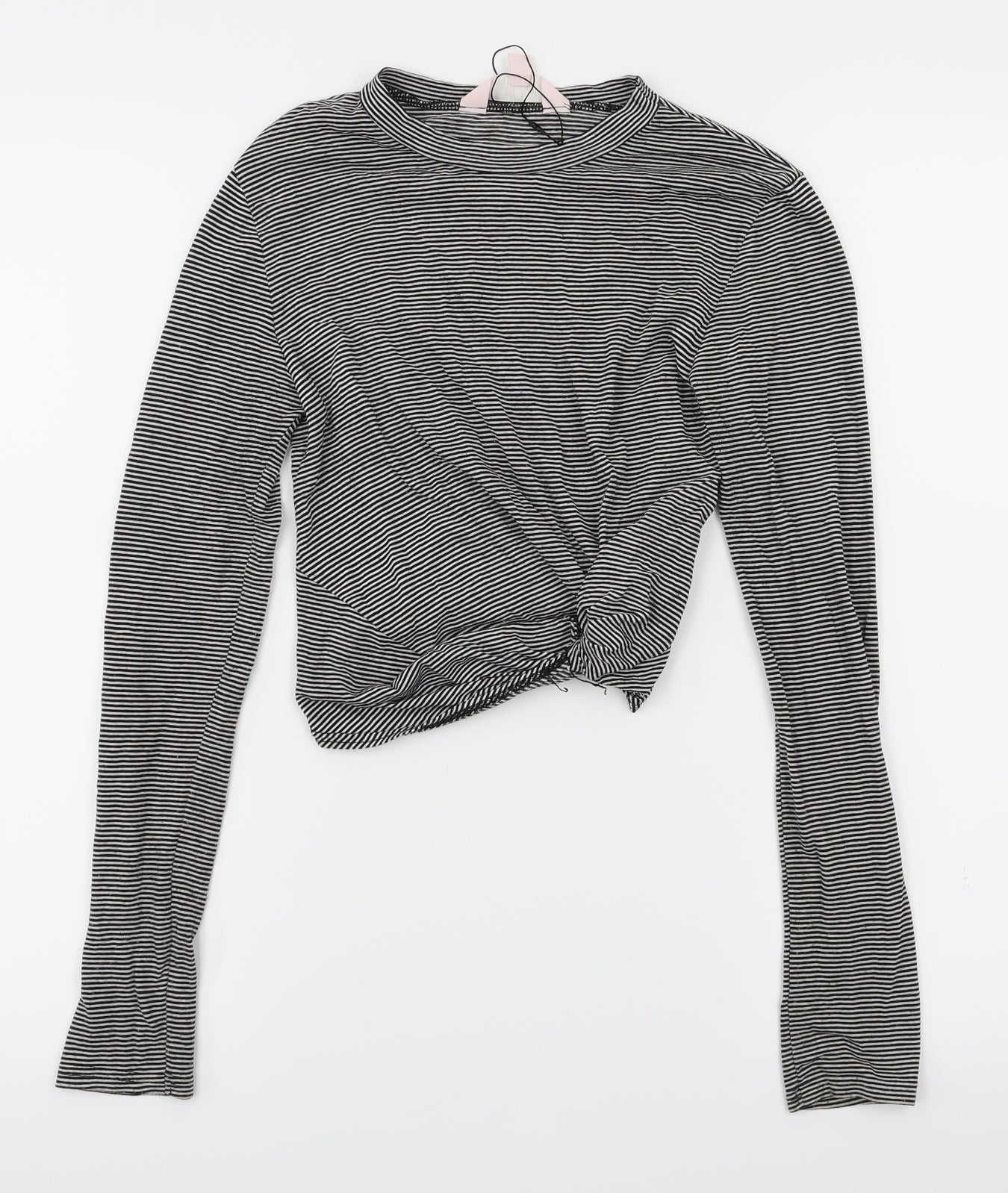 Miss Selfridge Womens Black Striped  Basic T-Shirt Size 8
