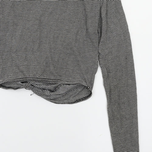 Miss Selfridge Womens Black Striped  Basic T-Shirt Size 8