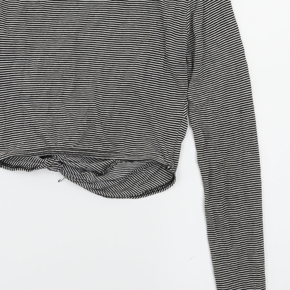 Miss Selfridge Womens Black Striped  Basic T-Shirt Size 8